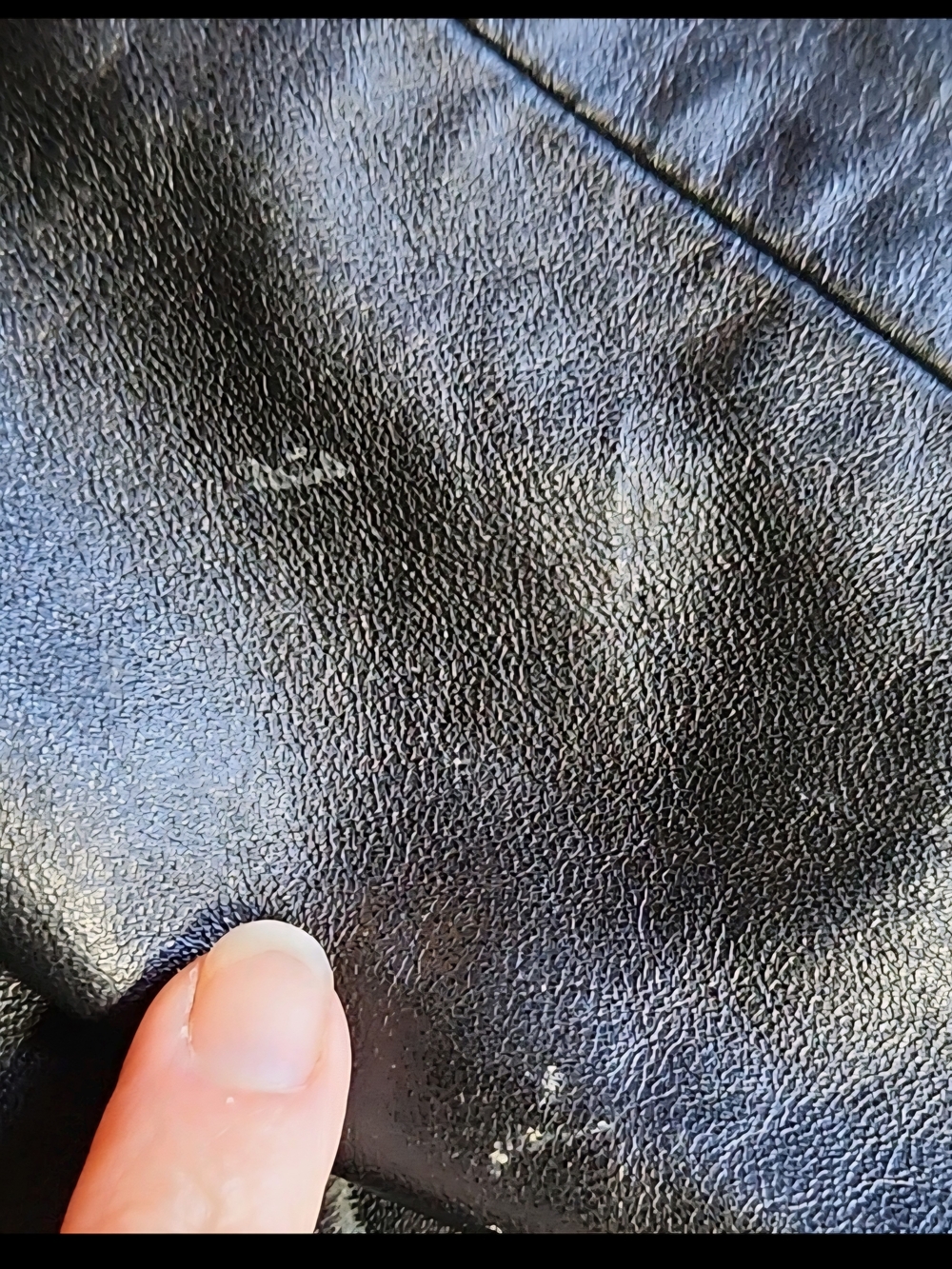 Denim & Co. Womens Black Leather Blazer Jacket Button Lined Pockets Size L FLAWS - Picture 10 of 12